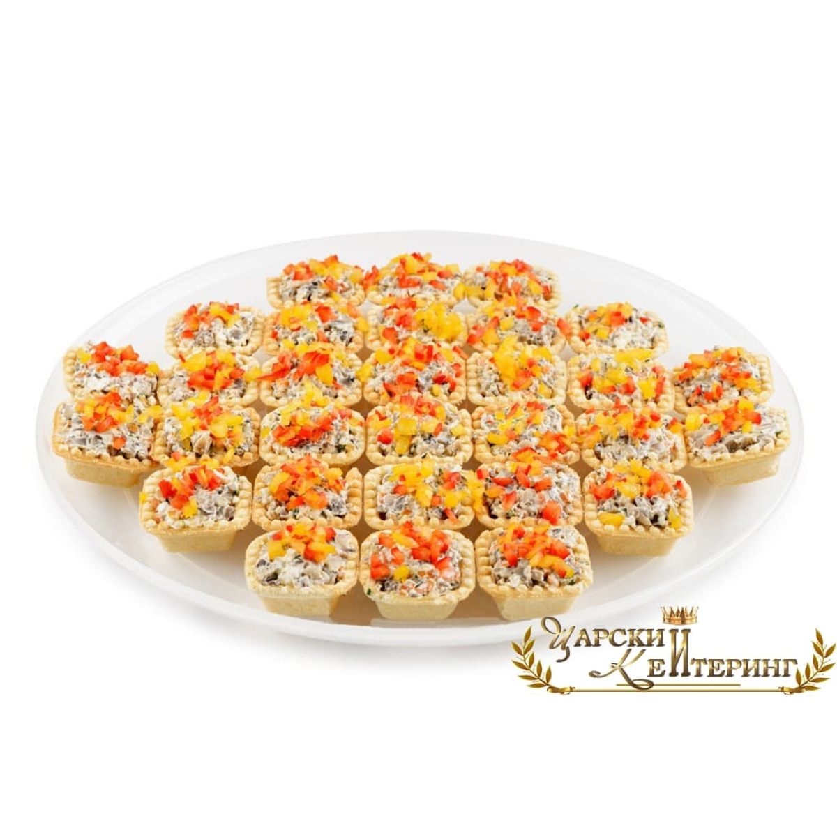 Мини-тарталетки с маринованными грибами и сыром