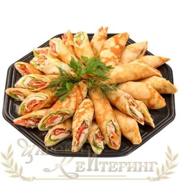 Блинчики с лососем и зеленью