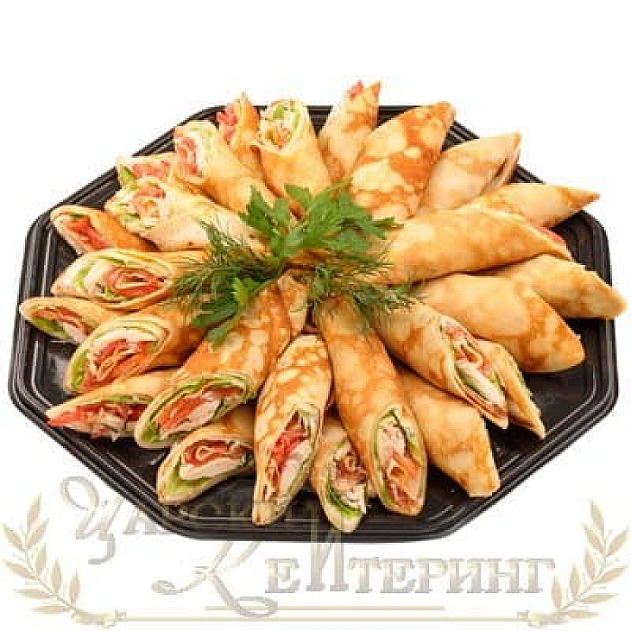Блинчики с лососем и зеленью